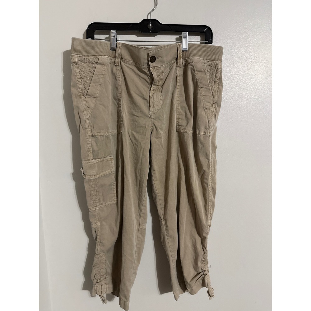 Sonoma Goods For Life Womens Khaki Utility Capri Cargo Pants Tan Size 14 Ruched